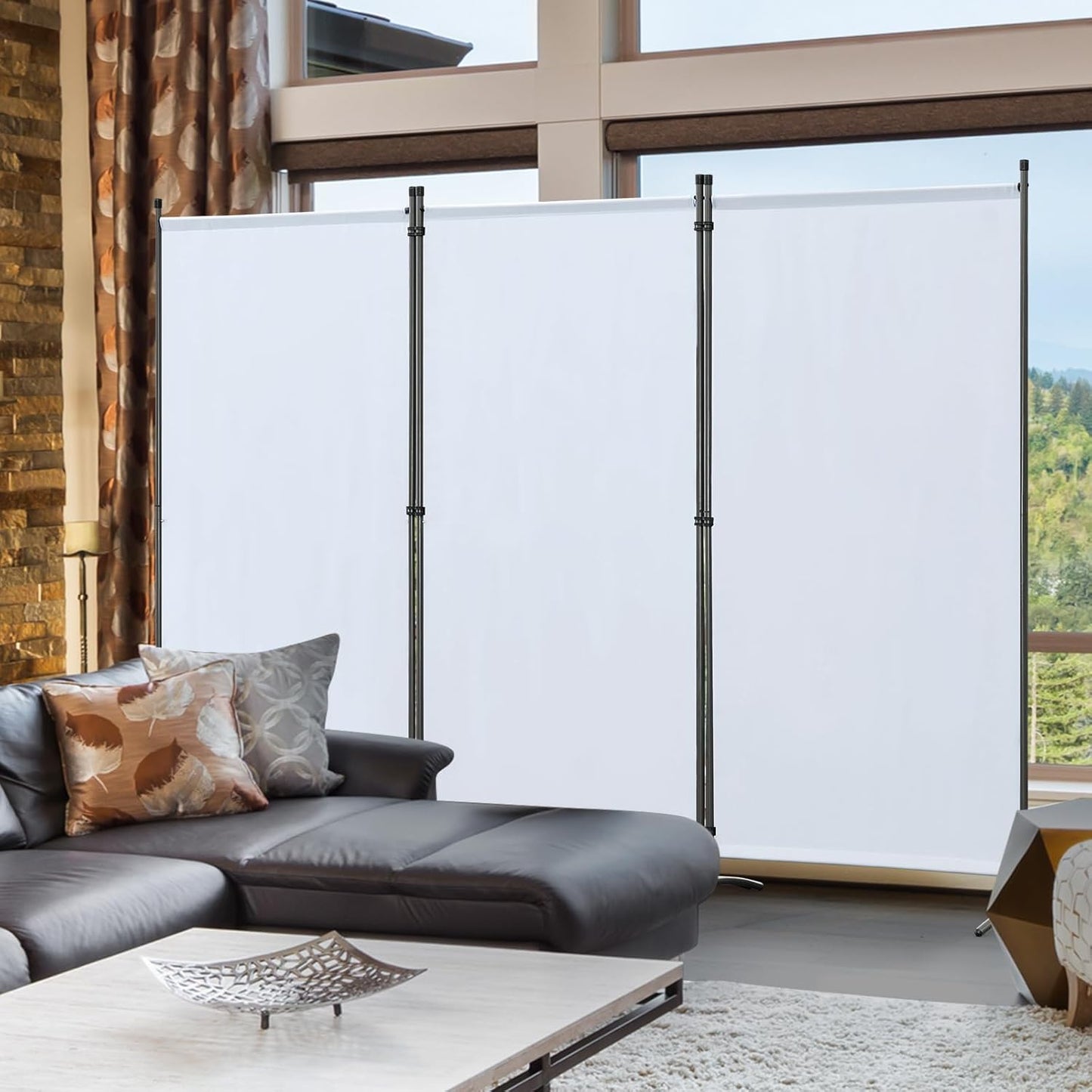 Angel Living Paravent - 3 panelen - opvouwbaar - 243 x 180 cm - Natuurlijk