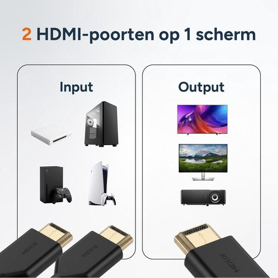 Skoov HDMI Splitter 1 in 2 uit - 4K HDMI Splitter Adapter - Kabel - 2 Poorten - Beeld Dupliceren - Universeel - Game - TV - PC - Extender