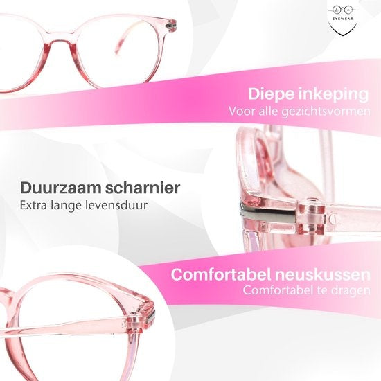 LC Eyewear Computerbril - Blauw Licht Bril - Blue Light Glasses - Beeldschermbril - Unisex - Transparant Roze