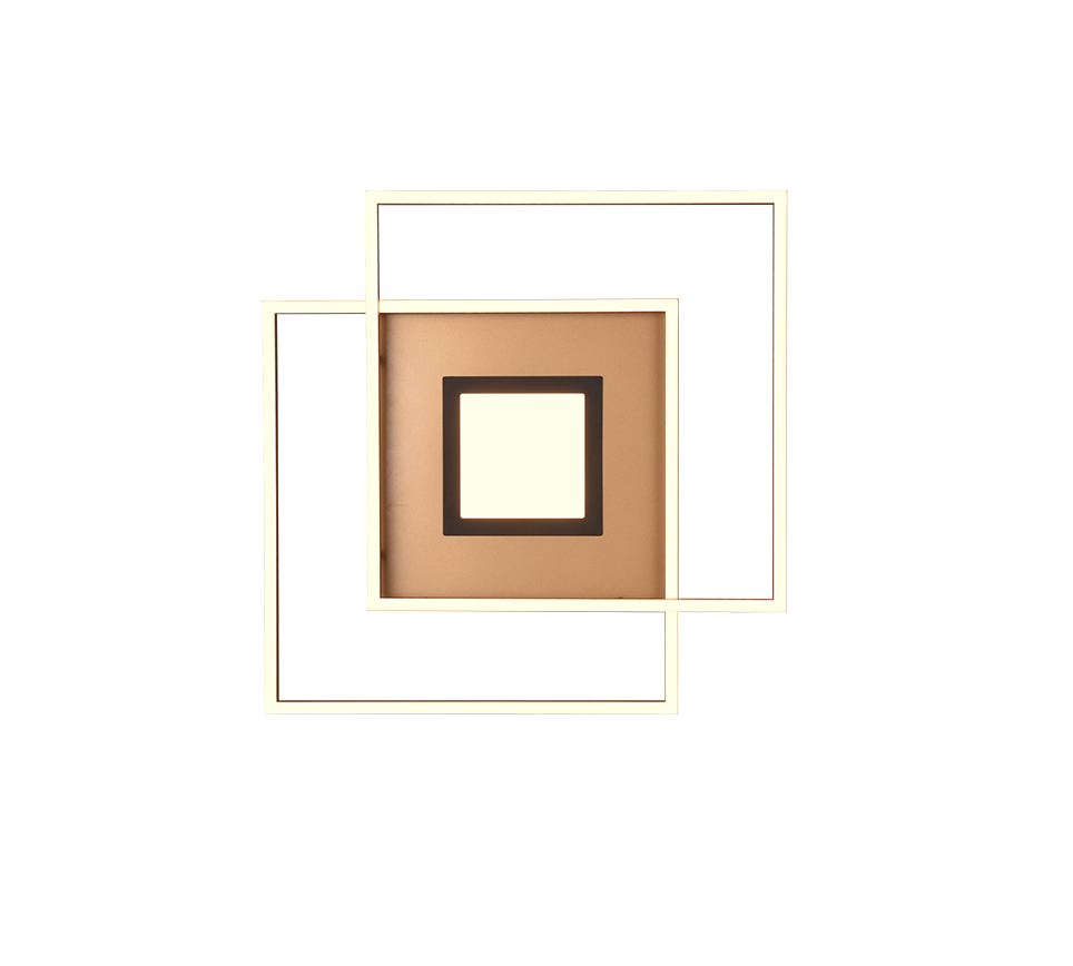 Trio Plafonniere Via – LED Plafondlamp – 36W – Messing – 50 x 50 x 6,5 cm