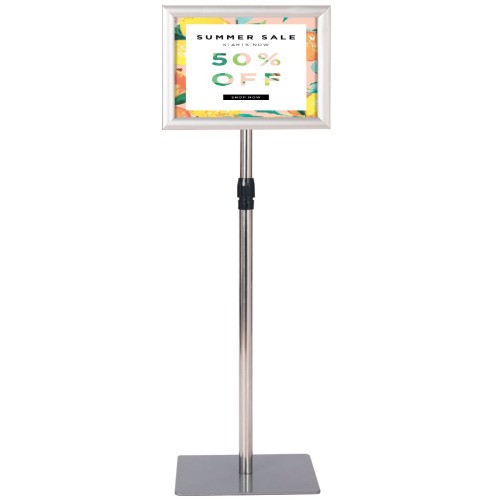 Coast Posterstandaard - Verstelbaar & Weerbestendig - Tot. 118cm Hoog - 28 x 28 cm - Zilver