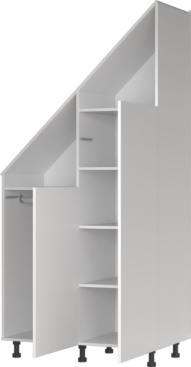 TheBestOf Furniture Opbergkast Wit - Voor Schuine Wand - 91 x 47 x 94/182 cm
