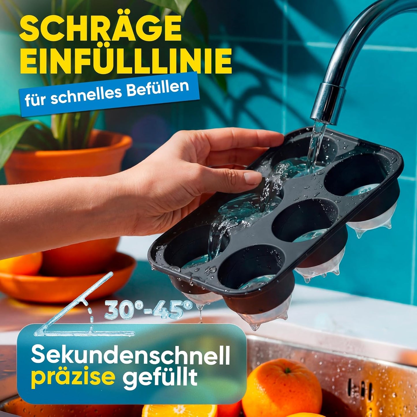 Neighbour's Friend - Gepatenteerde XXL ijsblokjesvorm Platinum - ronde grote ijsblokjesvorm voor cocktails, gin & dranken - 6 ijsballen, vaatwasmachinebestendig