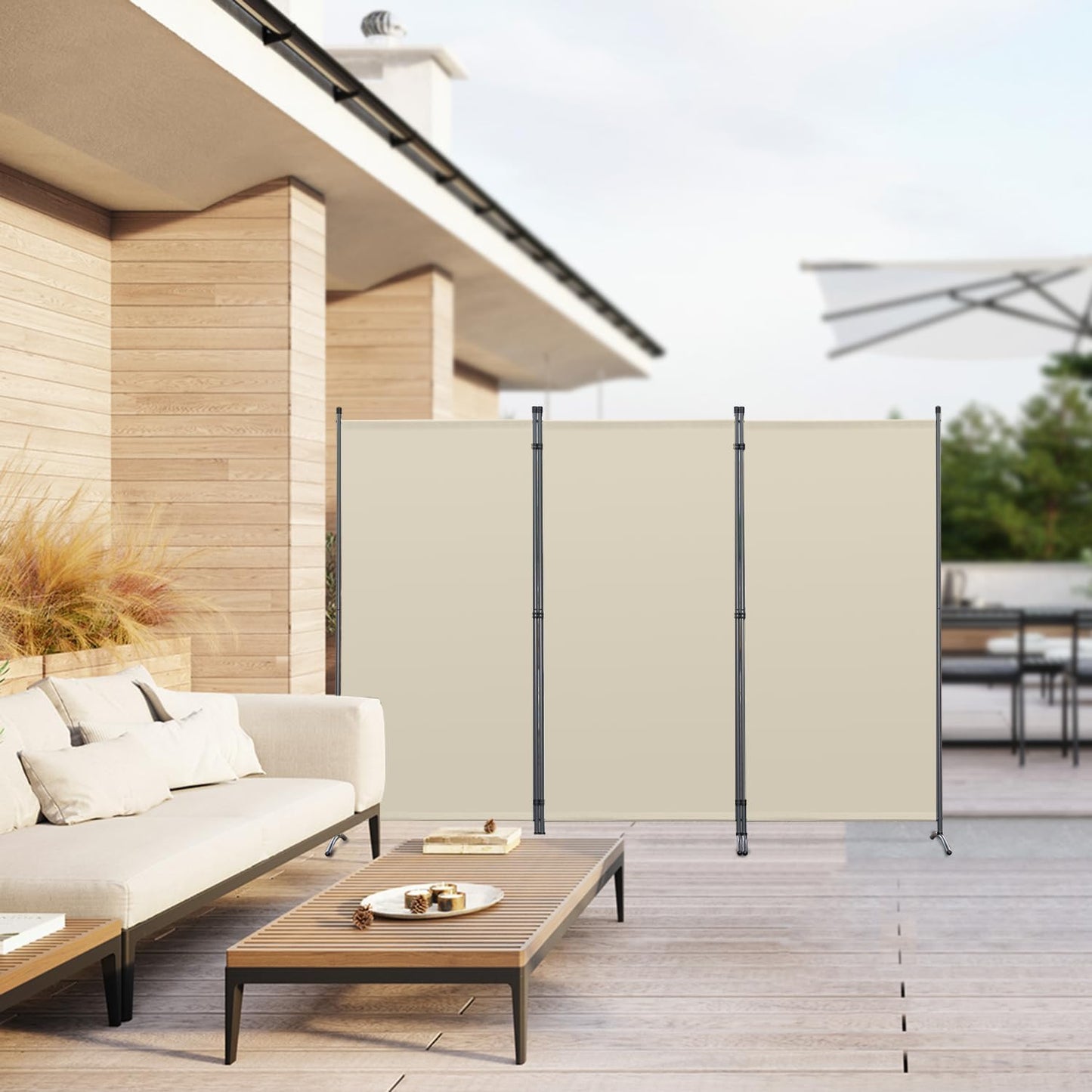 Angel Living Kamerscherm Opvouwbaar - 3 Panelen - 243 x 170 cm - Beige