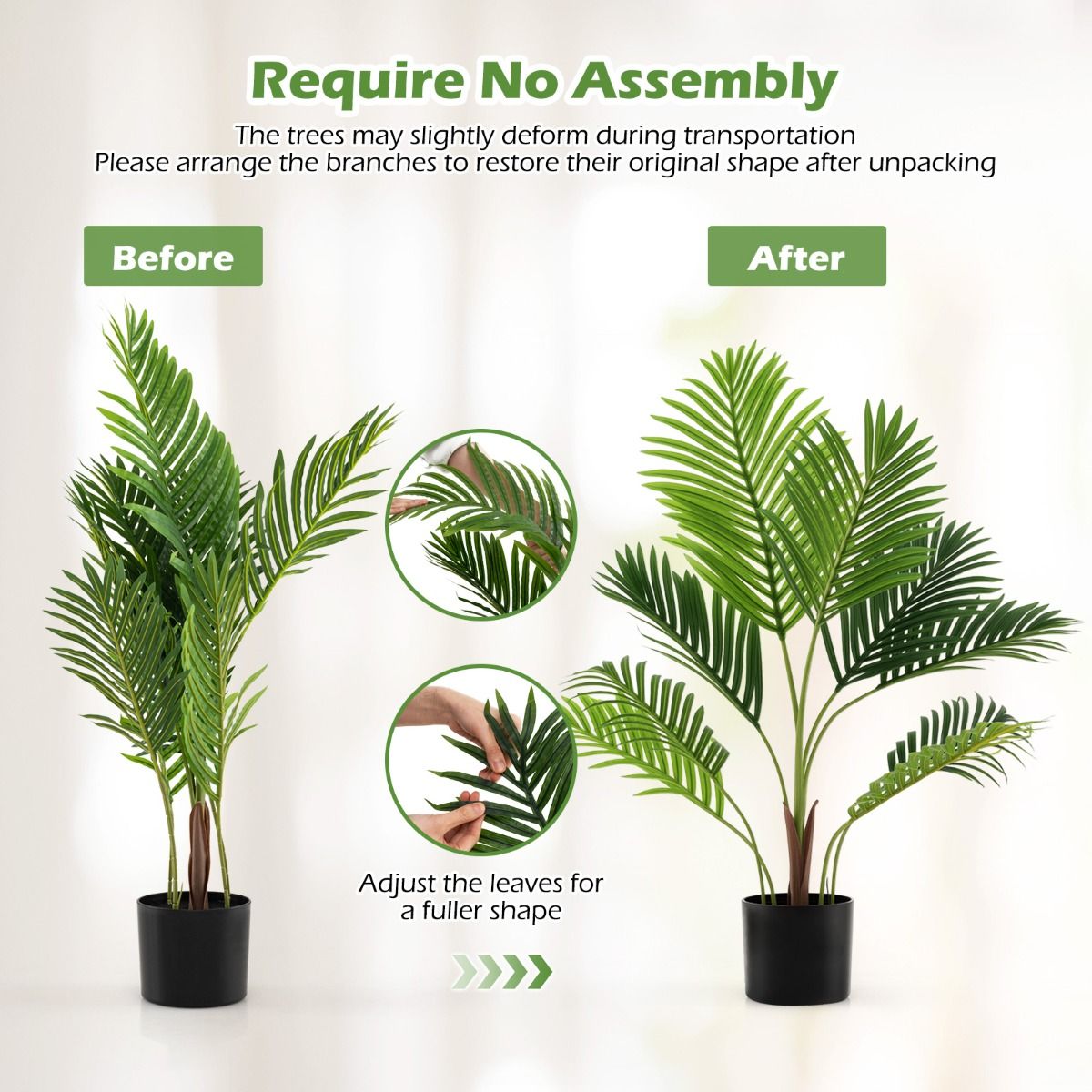 Coast Kunstmatige Areca Palm Set - 2 stuks - levensecht - onderhoudsvrij - groen - 90 cm