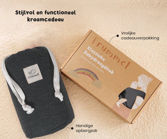 Frummel Baby Draagdoek Donkergrijs - Draagzak - Baby Wrap - Baby carrier - Draagdoek baby - Baby 0-36 maanden - Newborn