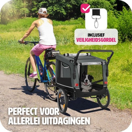 tectake® - Hondenkar WoofRider fietskar - grijs - inklapbaar, tot 40 kg - hondenbuggy hondenwagen - 404947