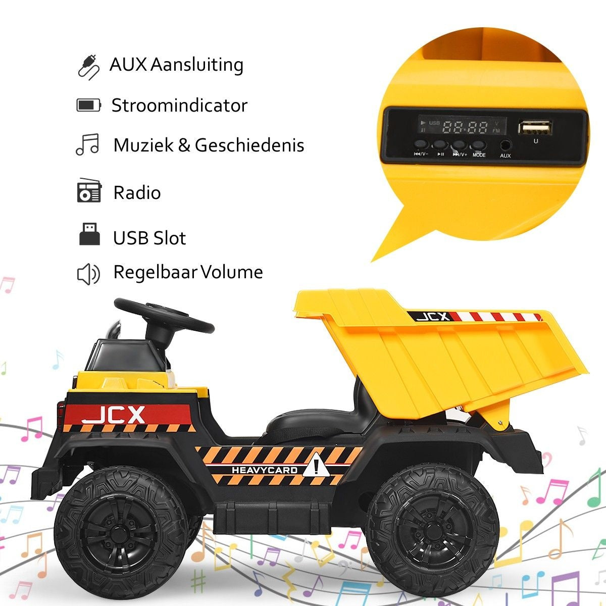Coast 12V Children Tractor met elektrische achterste schop en afstandsbediening en lichten+muziek+radio voor kinderen vanaf 3 jaar
