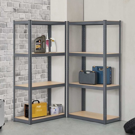 2 stuks Magazijnstelling / Opbergrek - Easy - 160 x 80 x 40 cm - Grijs