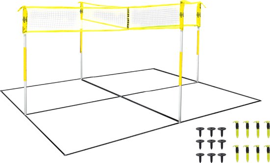 Umbro Sportnet - Spelletjes Set - 168 x 400 CM - 4 Vakken - Volleybalnet - Badminton - Voetvolley - Crossnet - Zwart/Geel