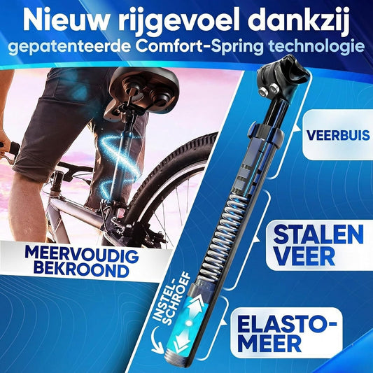 Nextcover Verende Zadelpen Comfort-Spring - 27,2-34,9 mm - Zwart