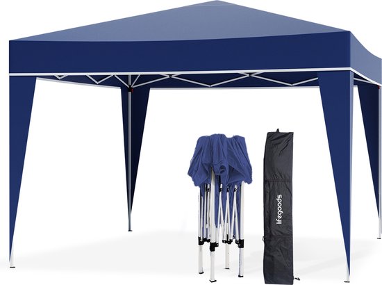 LifeGoods Partytent - Paviljoen - Easy Up - Opvouwbaar - Waterdicht - Met Draagtas - 300 x 300 cm – Blauw