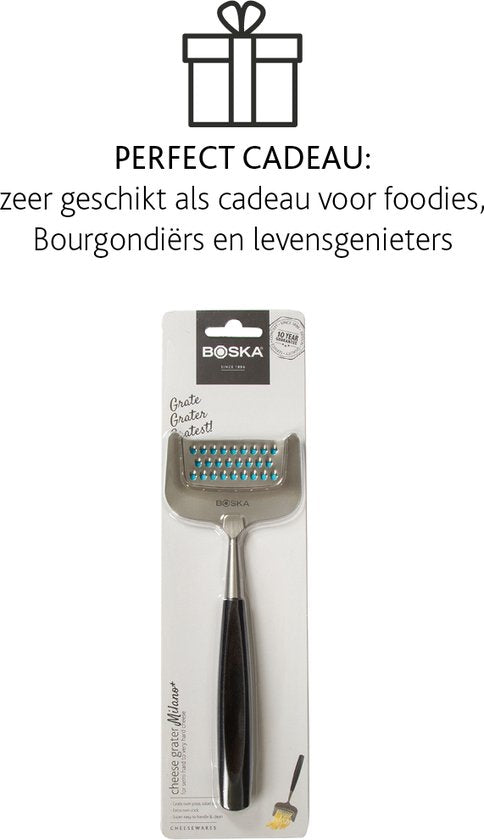 Boska Kaasrasp Milano+ - Keukenrasp - Handrasp - Handrasp kaas - Kaasrasp fijn - Citroenrasp – Groenterasp - Kaas raspen - Handsrasp RVS - Vaatwasserbestendig - Keukengerei - Keuken accessoires - 10 jaar garantie