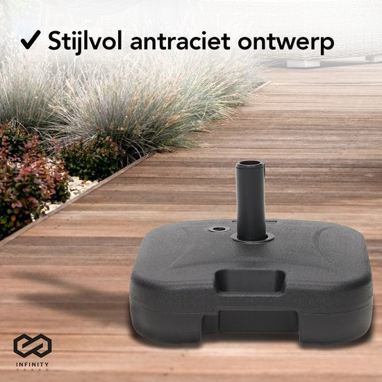 Infinity Goods Parasolvoet - Vulbaar - 40KG - Compact en Stabiel - Parasolhouder - Kunststof - Antraciet