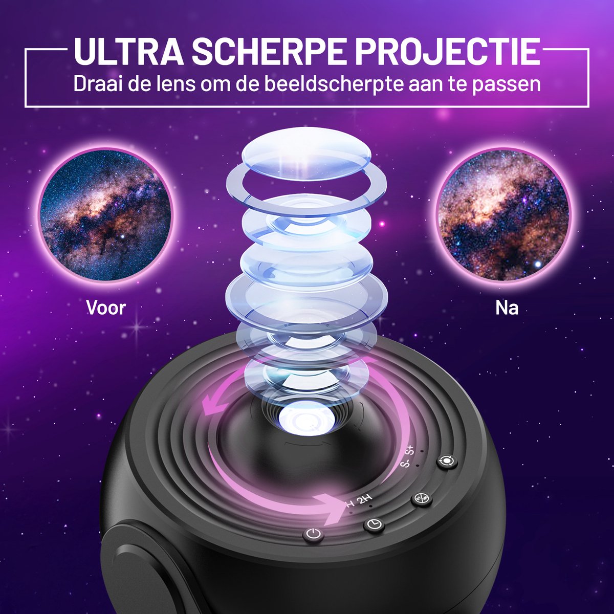 MostEssential Projectorlamp PRO Edition 12-in-1 Galaxy Projector - Ø 11.8 cm - Kleur: Zwart