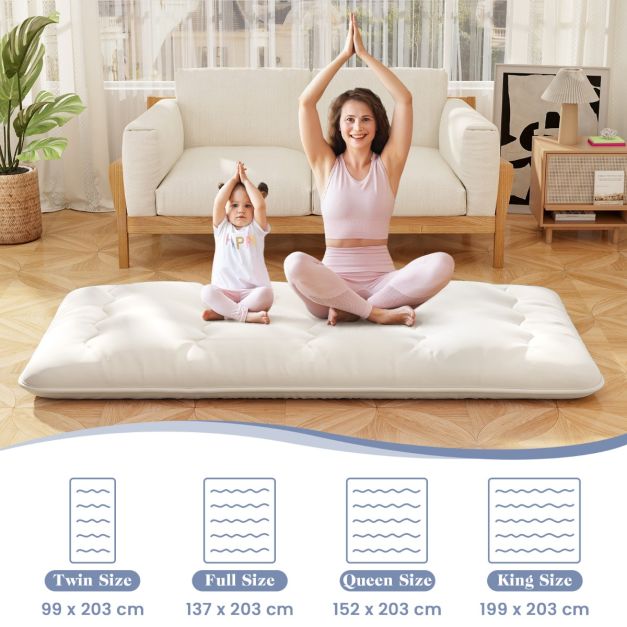 Coast Vloer Matras - Opvouwbaar - Wasbaar - Microvezel - 203 x 137 x 10 cm - Beige