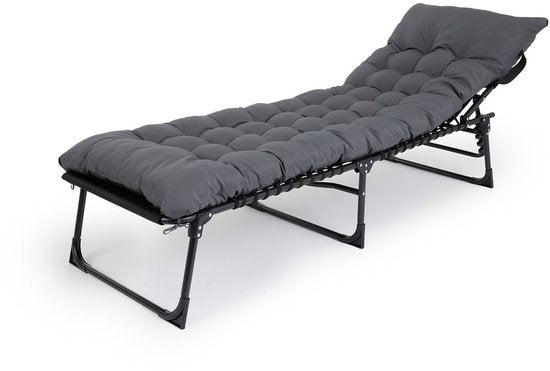 909 Outdoor Premium Ligbed met comfortabel kussen - Verstelbare Rugleuning - 189x59x30cm - Max draagvermogen: 110KG