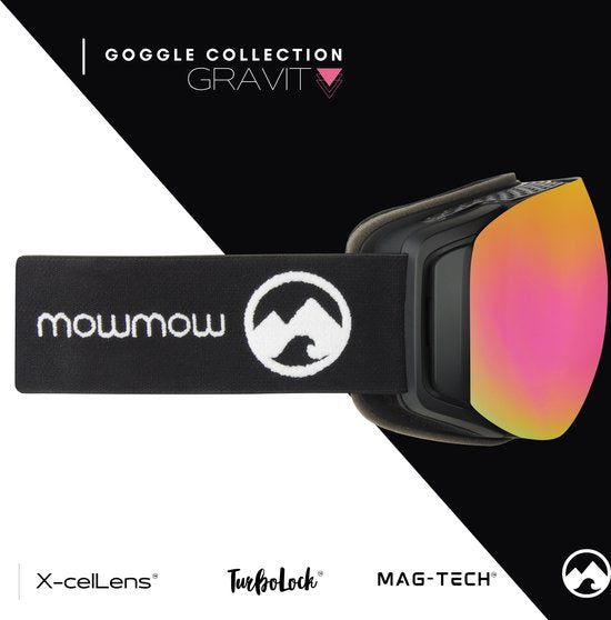 MowMow GRAVITY Skibril + Extra Lens – Magnetisch – Bio-Frame - R-Strap - UV400 - Unisex