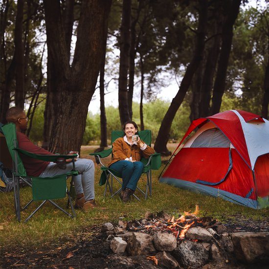 TRVLMORE Campingstoelen XL - Opvouwbaar - 2-Pack - 150KG Draagvermogen - Incl. Draagtas - Klapstoel - Visstoel - Kampeerstoel - Vouwstoel - Groen