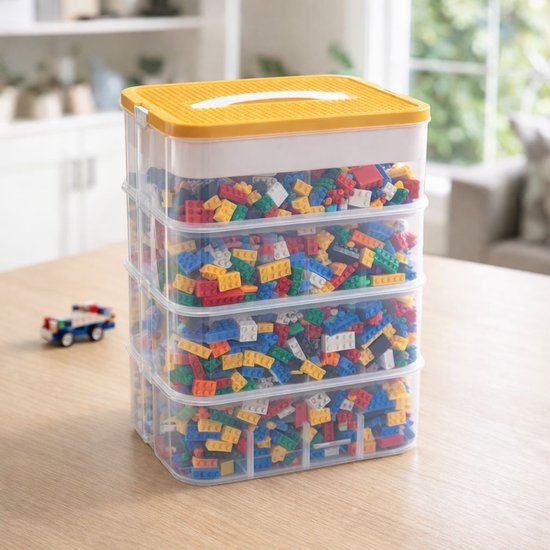 Ceruzo Speelgoed Opbergbox – 4 lagen – Transparant – Stapelbaar – Organizer- Inzetbakken