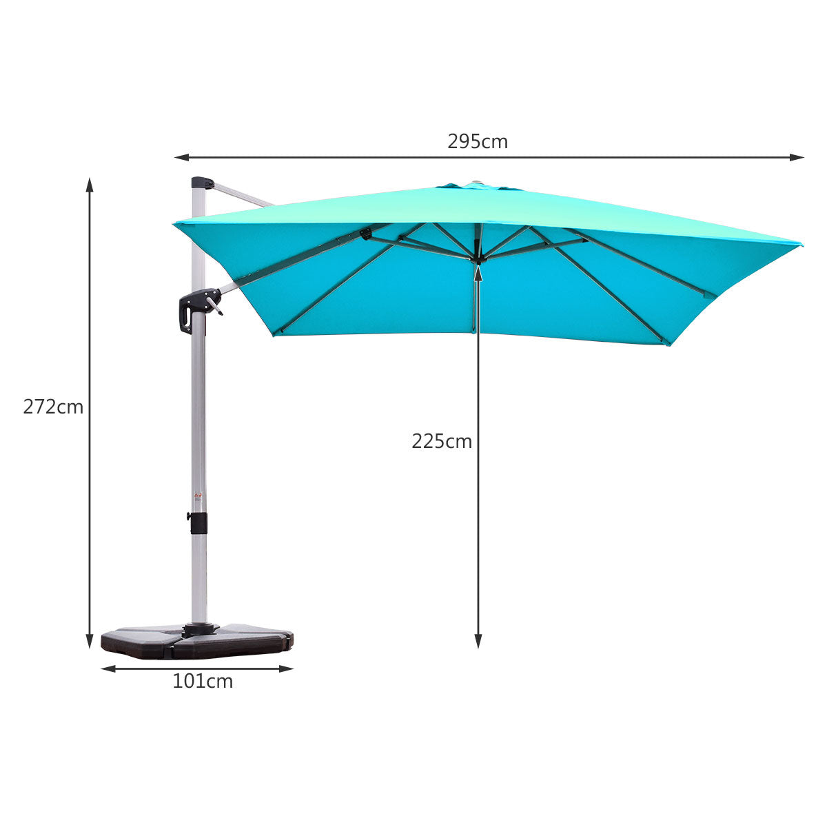 Coast Patio Parasol met Kruisvoet & Aluminium Mast & 360° Rotatie 295 x 295 x 272 cm Blauw