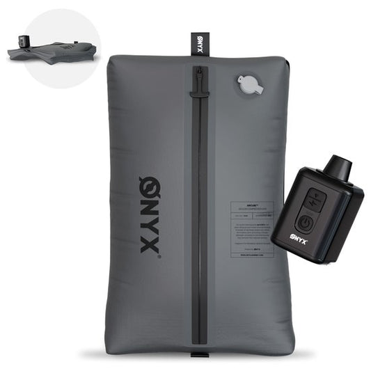 ONYX Aircube™ Vacuum Verpakkingskubus - 1 Stuk - Inclusief draadloze Compressiepomp - Voor koffers en tassen - Koffer Organizer - Bagage & Rugzak Compressie - Grijs