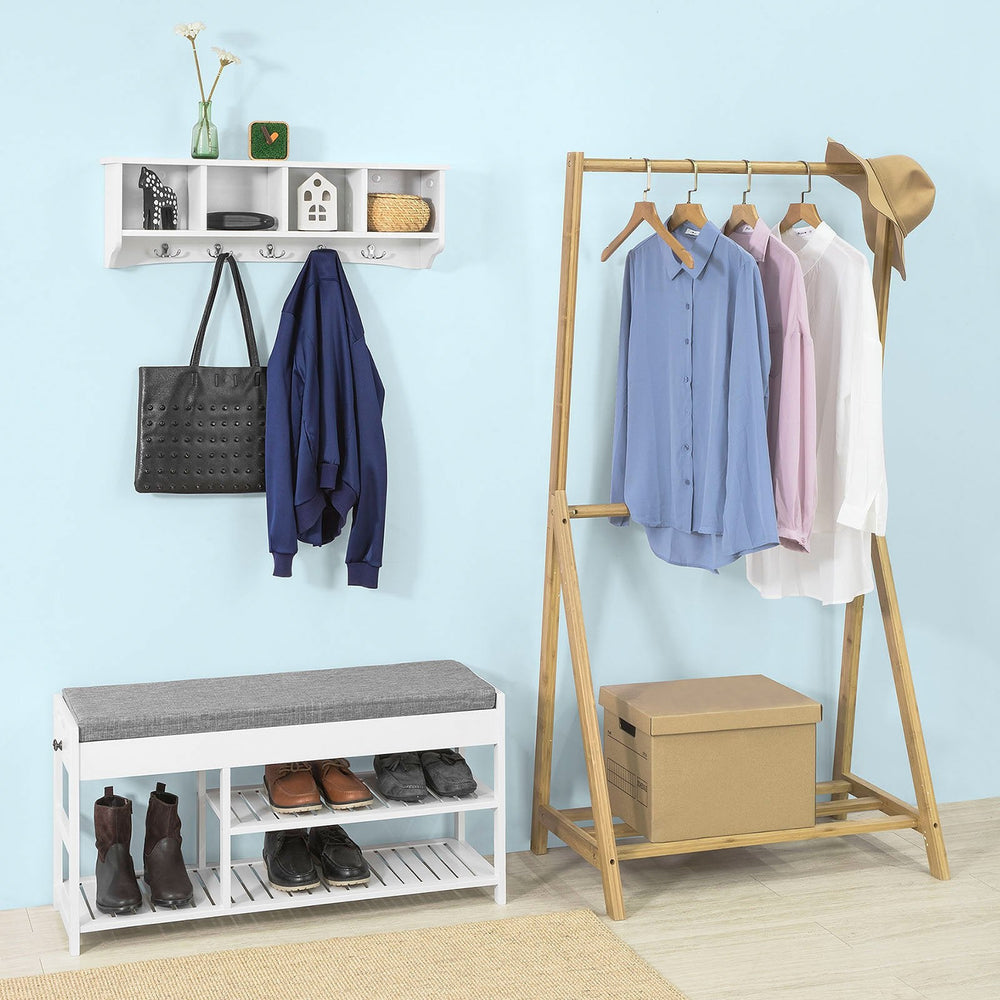 SoBuy FRG48-L-W Wandgarderobe met 5 Haken - Wit - 72x15x23 cm