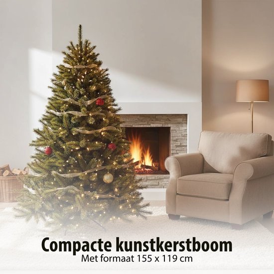 Triumph Tree Forest Frosted Kerstboom H155 cm - Kerstversiering voor Binnen met Frosted Naalden - Kunstboom Rond met Insteekconstructie en Kliksysteem - Ø119 cm - Groen