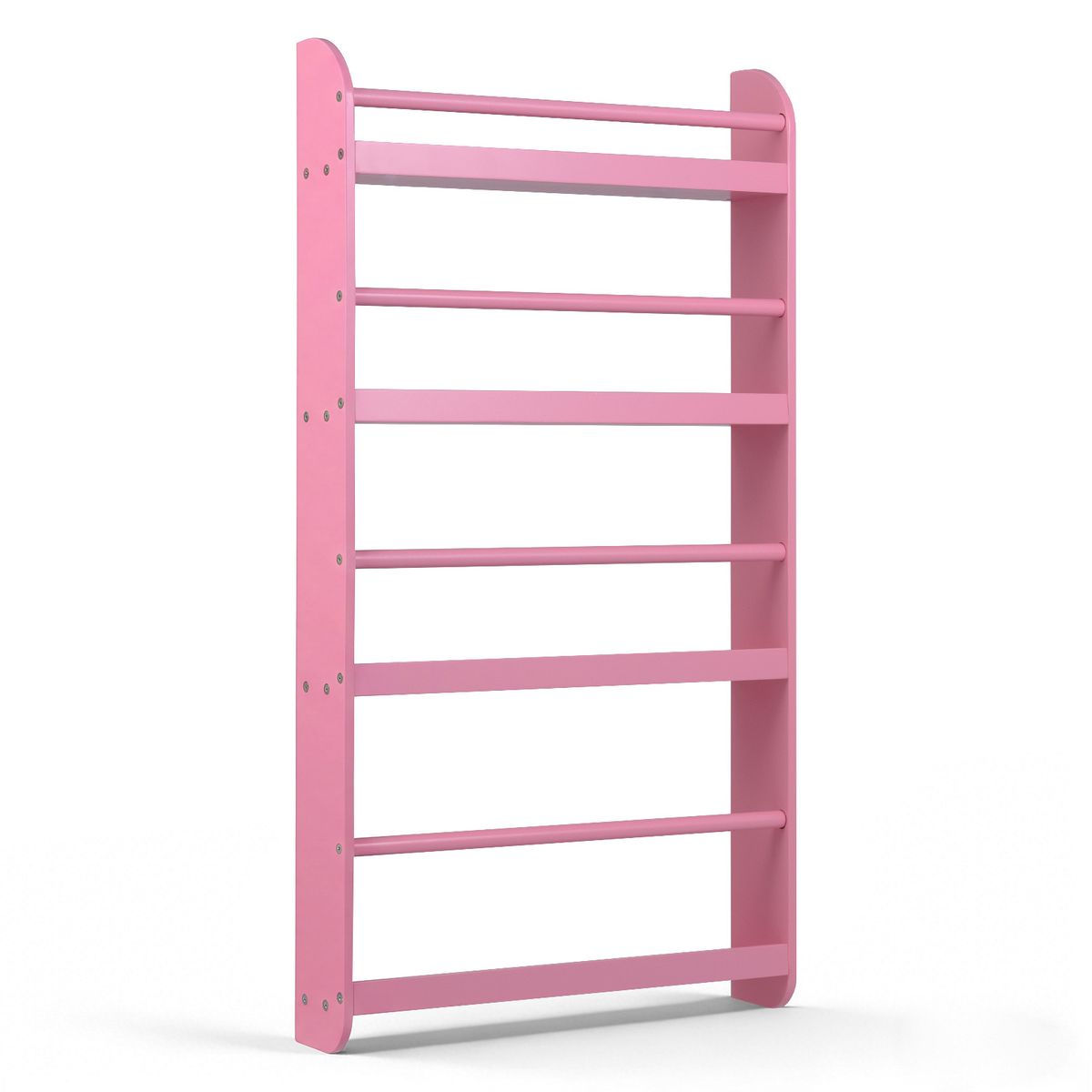 Coast Kinderboekenrek wandplank - ruimtebesparend - 4 planken - wit/roze
