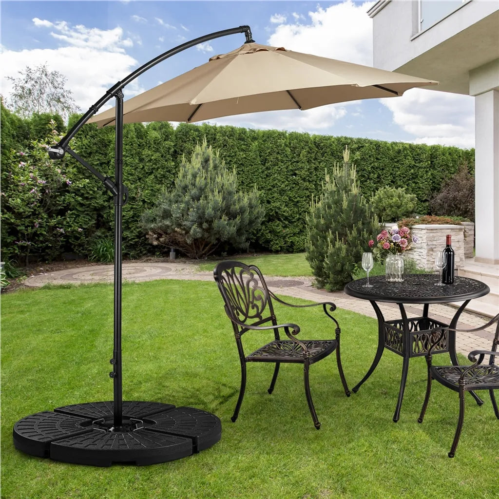 Yaheetech Parasolvoet 4-delige Set - Zwart - Vulbare Parasolgewichten voor Zweefparasol tot 66 kg Zand of 52 kg Water