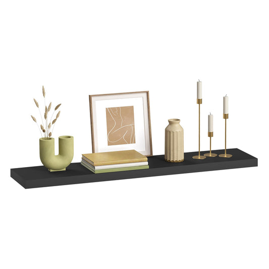 Esituro Wandplank - 110x3,8x22,9cm - Zwevend - MDF - Zwart - Metalen Beugel