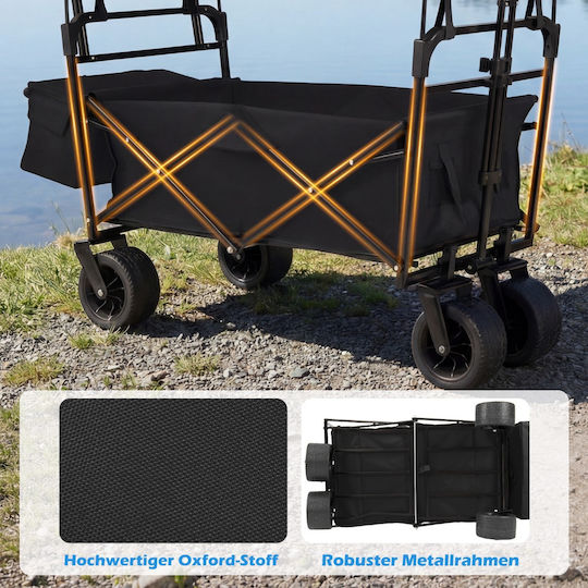 Coast Opvouwbare Tuinwagen 100 Liter - Zwart - 120 x 57 x 110 cm
