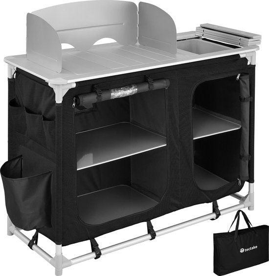 tectake - campingkeuken afm. 116 x 52 x 107 cm zwart - 403345