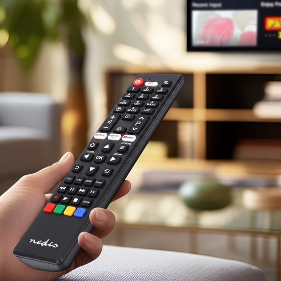 Nedis Vervangende Afstandsbediening - Geschikt voor: TCL/Thomson - Voorgeprogrammeerd - 1 Apparaat - Amazon Prime / Netflix Knop / Youtube Knop - Infrarood - Zwart
