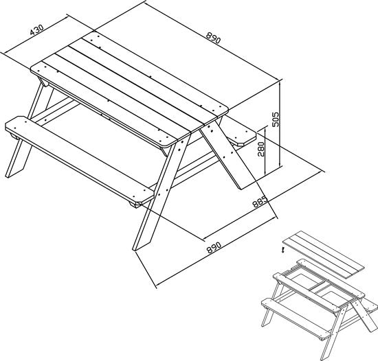 Sunny Dave Zand & Water Picknicktafel in Beige voor kinderen - Multifunctionele Picknick tafel met 2 uitneembare kunststof bakken - FSC hout