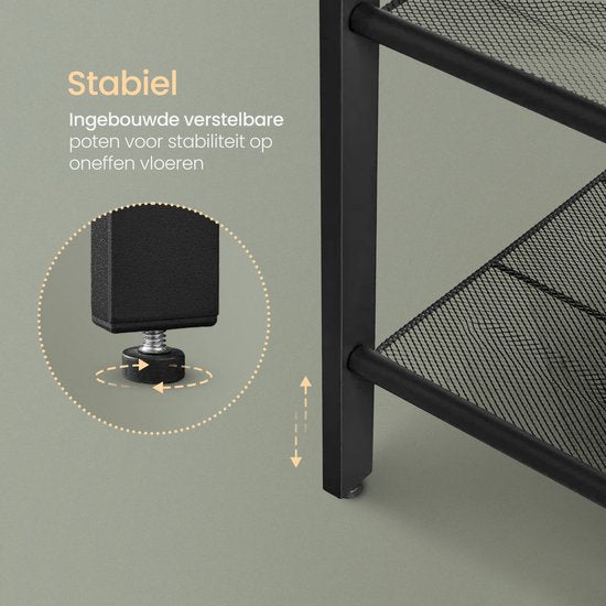 O'DADDY® Bijzettafel Vierkant - Bijzettafels - Nachtkastje - Bijzet tafel - Bijzettafeltje - Kleine Banktafel - Salontafels - Laptoptafel - Koffietafel Industrieel - Tafeltje - Verstelbare Roosterplanken - 40x40x55 cm - Vintage Bruin/Zwart