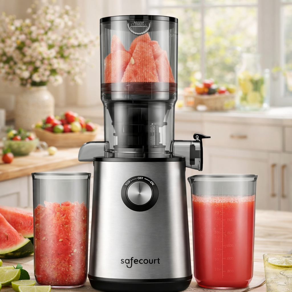 Safecourt Kitchen Sapcentrifuge - Slowjuicer voor Groenten & Fruit - XXL Vulopening - Krachtigste 200W motor