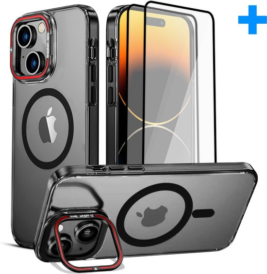 Hoesje geschikt voor iPhone 14 Plus Hoesje – Met 2 Screenprotectors – MagSafe Case – Met standaard