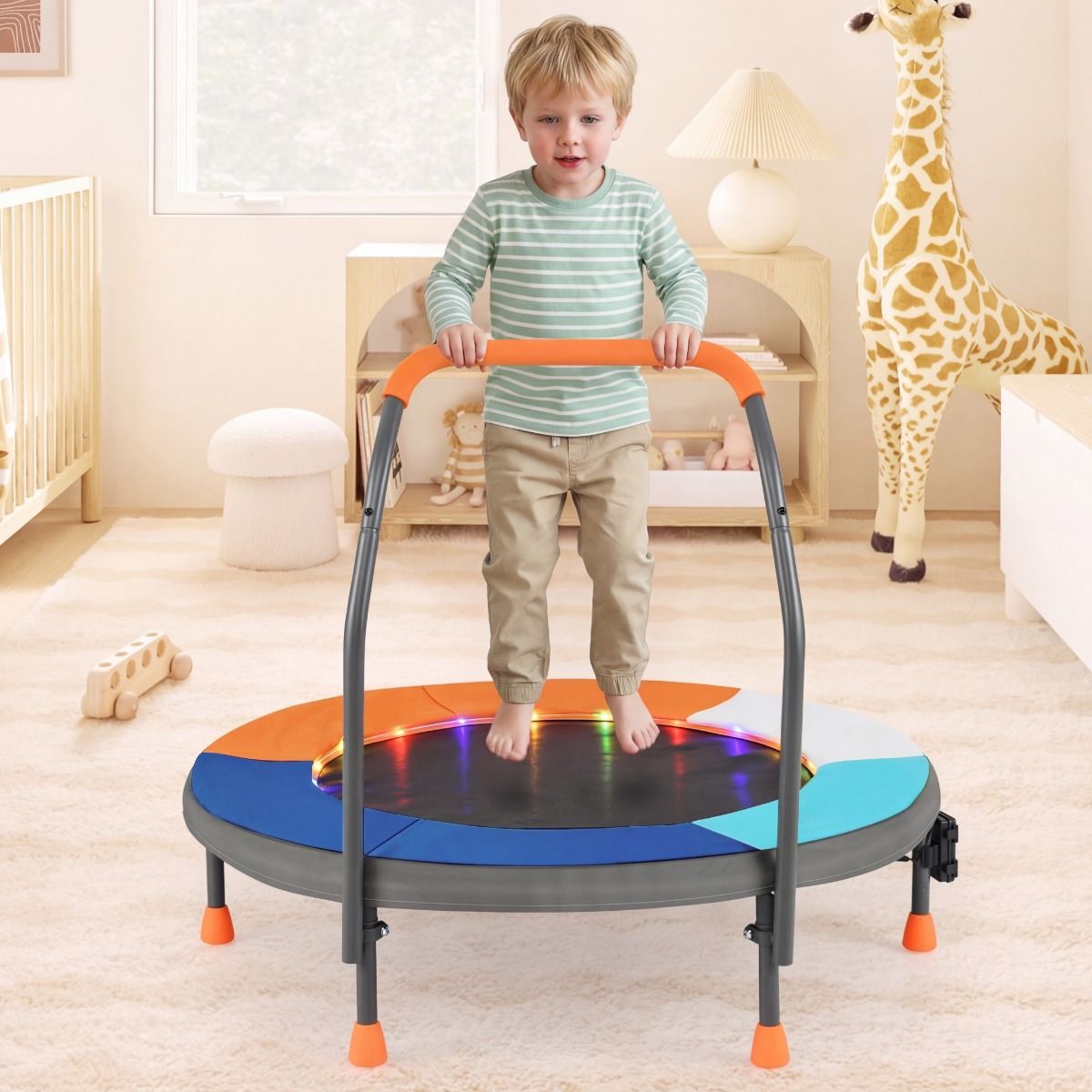 Coast minitrampoline voor kinderen - model 2 - ledverlichting - opvouwbaar - multicolor - 90 cm