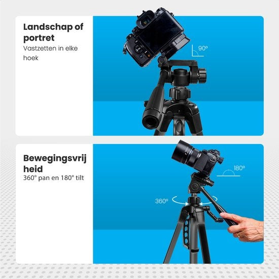 Auronic Statief - Camera of Telefoon - Tripod met Smartphonehouder - Zwart
