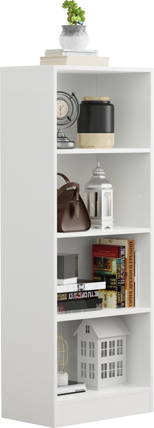 VDD – Vakkenkast – Vakkenkast Open – Wandkast – Vakkenkast wit - Boekenkast - Boeken kast - Boekenkast wit - Wand kast - Vakken kast - 50x30x130 cm - Wit