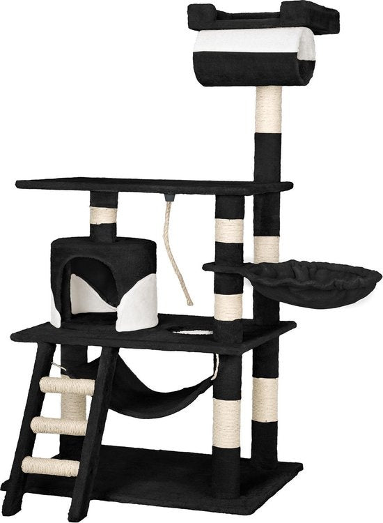 TecTake Stokely krabpaal - 141 cm - Zwart/Wit