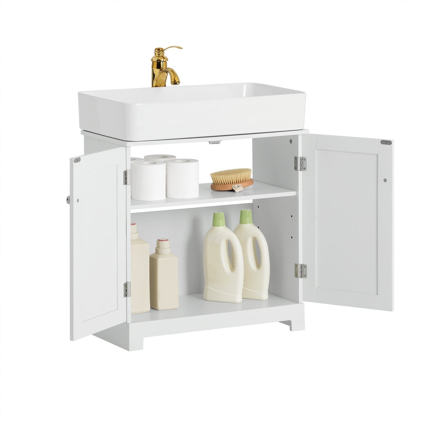 SoBuy Wastafel Onderkast - 2 Deurs - 60 x 60 x 29 cm - Wit