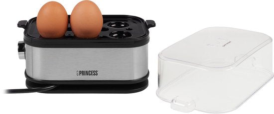 Princess Eierkoker 262046 – voor 1 tot 6 eitjes – 400 W - RVS - Hard, Zacht en Medium gekookt - Timer - Inclusief maatbeker en eierprikker