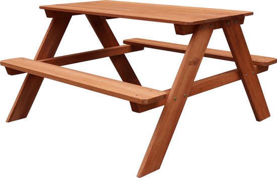 Sunny Dave Picknicktafel in Bruin - Multifunctionele picknicktafel voor kinderen - FSC hout - 89x89x50cm