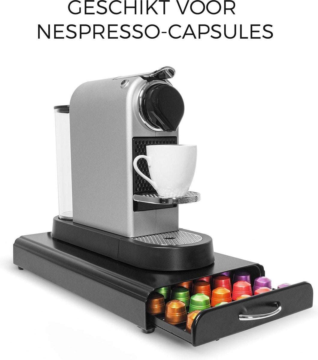 Gadgy Nespresso Capsulehouder met Lade - Koffiecups Houder Nespresso - Koffiehouder voor Nespresso Capsules - 50 Capsules - Cuphouder Zwart