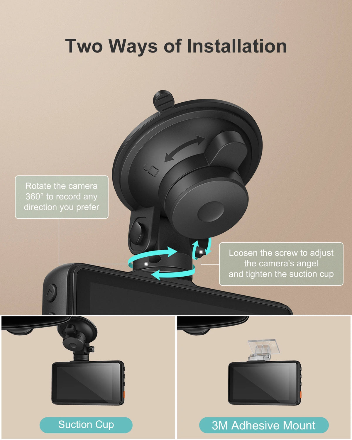 iZEEKER GD100 Dashcam 1080P - 3 Inch Scherm - Nachtzicht, 170° Groothoek, G-Sensor