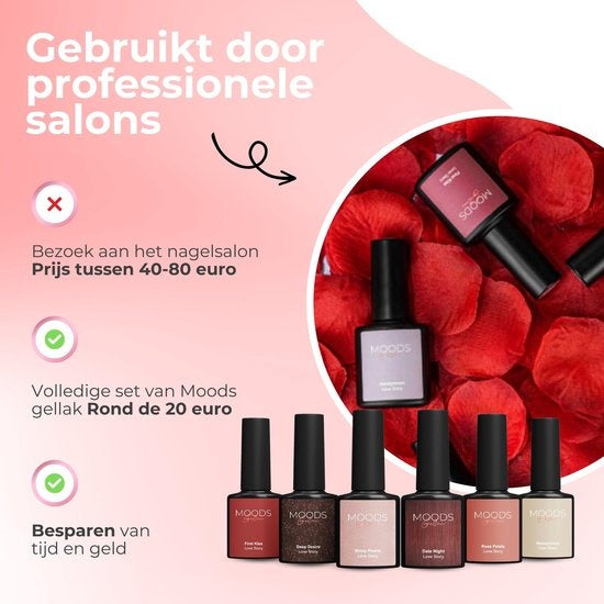 Moods Gellac 6-delige Set - Gel Nagellak - 8ML - Love Story - Gellac - Nagels - Gellak Starterspakket - Chique Kleuren