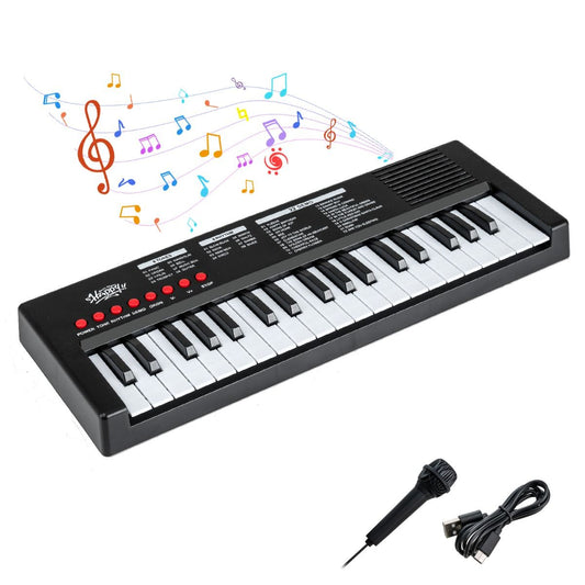 Coast Kinderkeyboard - 37 toetsen - 8 ritmes - met microfoon - zwart
