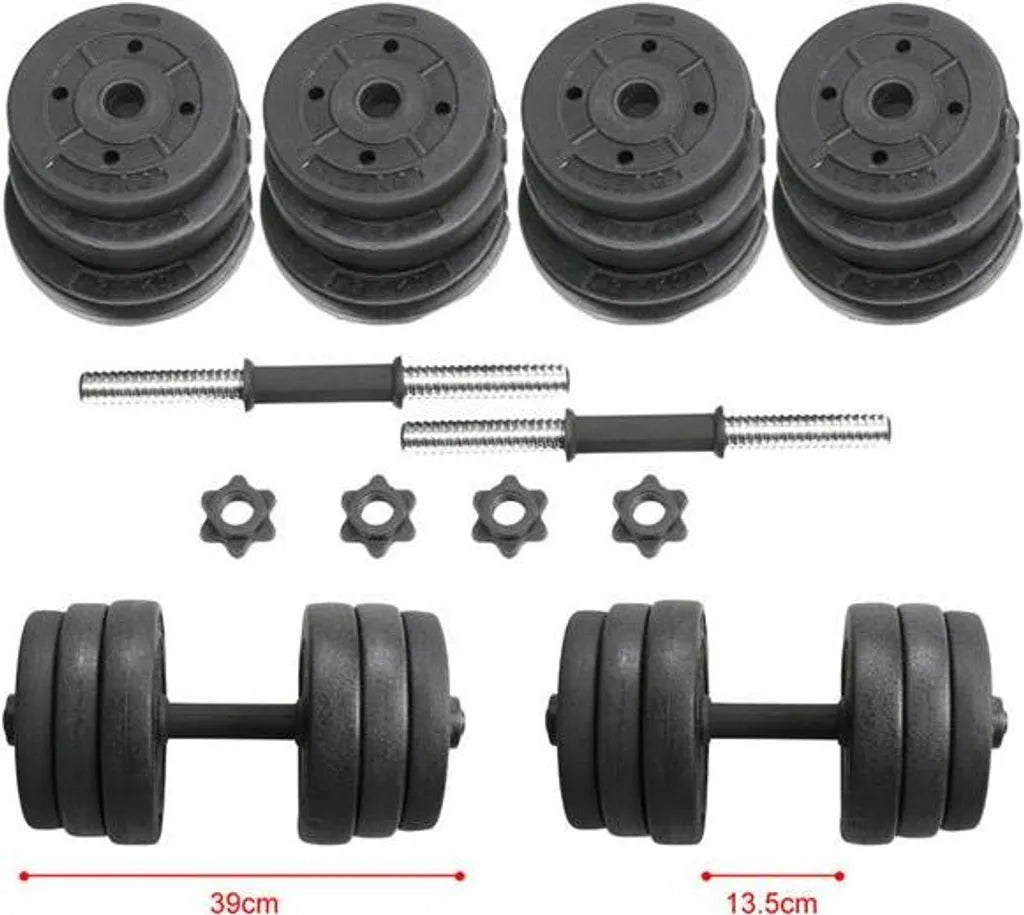 Yaheetech Dumbbellset 20kg - Verstelbaar - Antislip - 12 Gewichten - Zwart